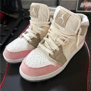 Jordan Women's Athletic Shoes - Pink, Cream, and Tan